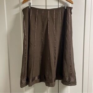 Y2K Vintage Nygard Micro Polka Dot Satin Stripe Midi Skirt A Line Chiffon